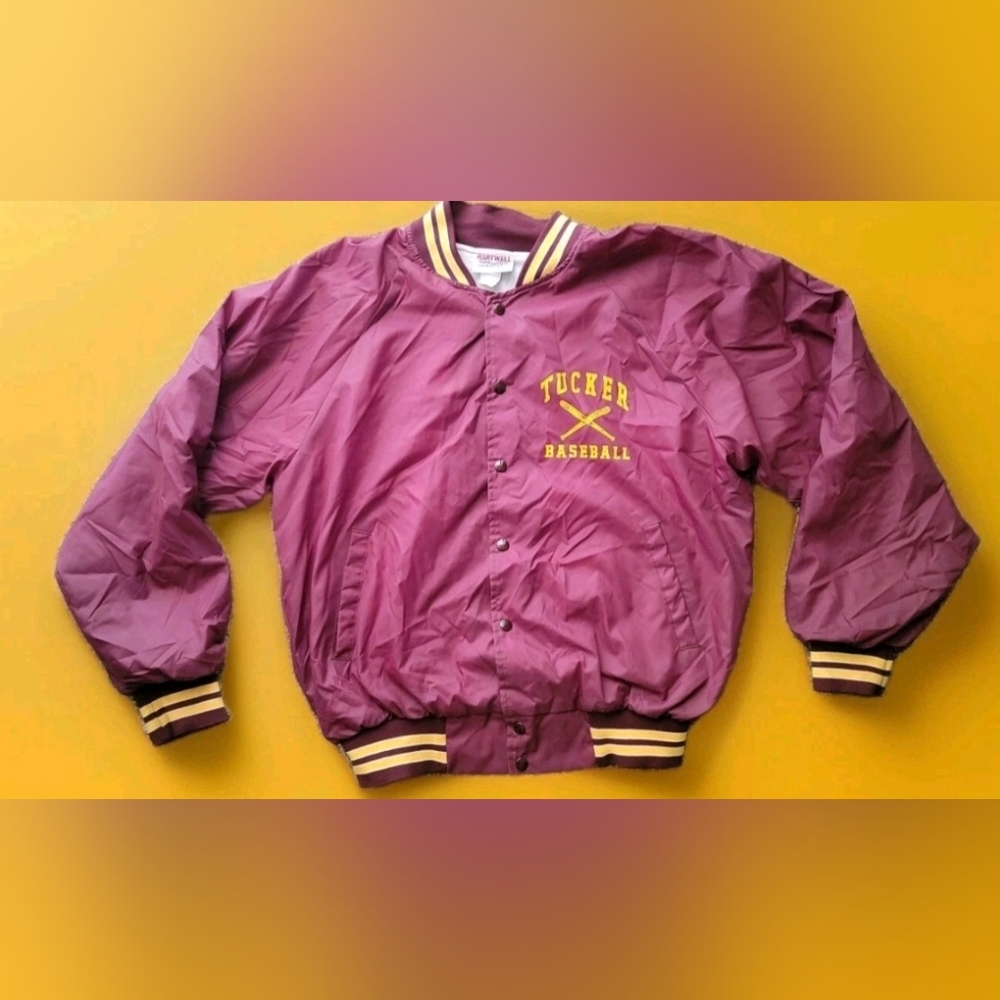 Hartwell Sports Men's Vintage Tucker Baseball Bomber Jacket Size XL Burgundy Red